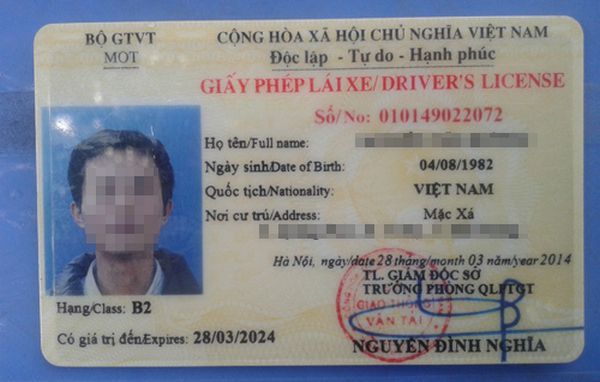 giấy phép lái xe ô tô hạng b2